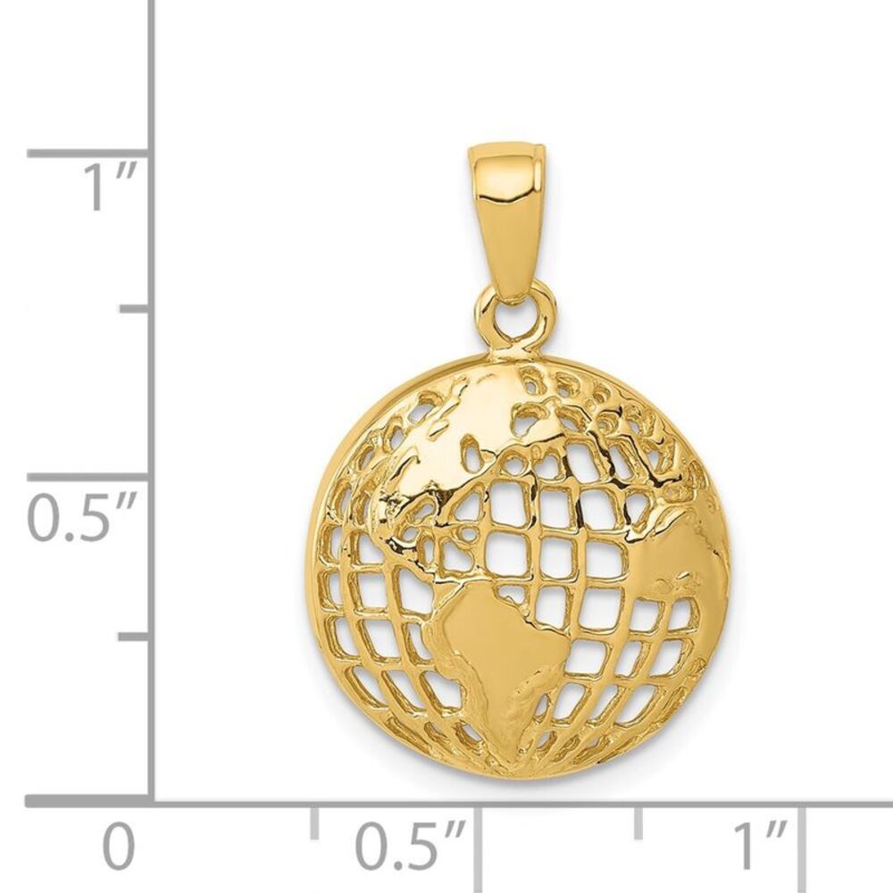 14k Yellow Gold 16mm Concaved Globe Pendant - Picture 4 of 5